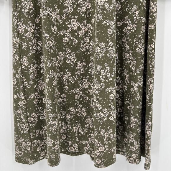 Garnet Hill Seamed Knit Trapeze Dress Olive Dot Floral 3/4 Sleeves Size Small - Picture 4 of 10
